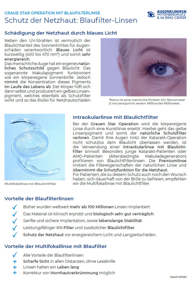 Merkblatt: IOL Blaufilterlinse